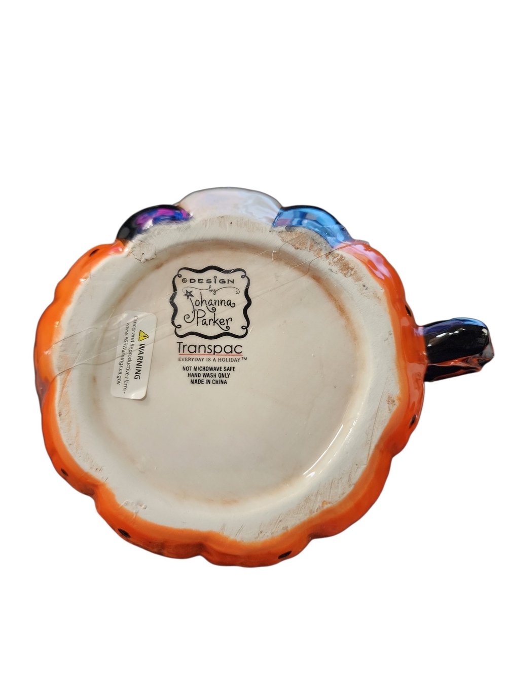 Johanna Parker - Transpac -Halloween Bat Pumpkin Ceramic Teapot - Black & Orange - Picture 9 of 9